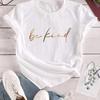 Camiseta informal de manga corta con cuello redondo y estampado de letras para mujer