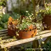 Macetas Redondas de Hierro Populares Transfronterizas con Aspecto Oxidado Decoraciones de Jardín