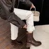 ¡Robo de Zapatos de Chengdu! Nueva Temporada Otoño/Invierno Capa Superior Piel de Vaca Tacón Grueso de 6.5cm Estilo Británico Botas Martin