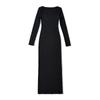 8345-25 Primavera Novo Estilo Francês Puro Lustre Estilo Gola Quadrada Exposta Clavícula Manga Longa Elástico Slim Fit Vestido