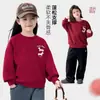 Tutu Elefantito Ropa Infantil Sudadera para Niñas 2026 Nuevo Invierno Rojo Cálido Engrosada Atuendo de Año Nuevo Primavera Otoño Top