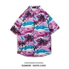 Camisa de Verão 2026 Praia Floral Desenho Animado Tendência Manga Curta Estilo Hong Kong Retro Floral Camisa Masculina