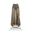 Jeans desgastados rotos estilo retro americano para mujer, nuevo estilo 2026, pantalones holgados rectos de pierna ancha hasta el suelo