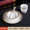 Louça de Hotel, Louça de Cerâmica com Padrão de Borda Azul para Restaurante, Prato de Osso, Tigela Asa, Colher, Porta-Copos e Porta-Hashis, Zhao Zhuoyou