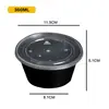 Caja de Almuerzo Desechable Caja de Embalaje de Plástico Negro Engrosado Caja de Almuerzo para Llevar Comida Rápida Tazón Redondo para Sopa con Tapa Venta al por Mayor