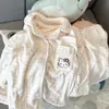 Pijama para Mujer Otoño e Invierno Alto Valor de Color Terciopelo Coral Forrado de Felpa Engrosado Lindo Dibujos Animados Ropa Exterior Ropa de Casa conjunto