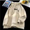 Sudadera con capucha de forro polar pesada estilo americano de gran tamaño para hombre, sudadera con capucha versátil de corte holgado de moda para otoño e invierno, chaqueta de pareja