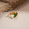 Anillo Geométrico Abierto en Espiral de Acero Inoxidable con Circonita Lujo Ligero Anillo de Gama Alta Joyería de Mano Exquisita Simple Versátil para Mujeres