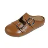 Pantuflas Baotou para Mujer Verano Uso Exterior 2026 Nuevo Estilo Mary Janes Francesas Zapatos de Mujer Suela Gruesa con Falda Media Pantufla de Una Tira