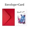 Set de Nuevas Tarjetas de Agradecimiento Transfronterizas Animales Africanos Creativos Tarjeta con Mensaje de Texto Escrito a Mano Plegable con Sobre