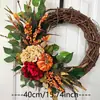 Guirlanda de Abóbora e Pinha Decorações para Porta e Janela Dia de Ação de Graças Jardim Guirlanda de Videira com Frutas e Folhas de Bordo Decoração de Parede Guirlanda de Dia de Ação de Graças