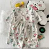 Nuevo Conjunto de Algodón Nube de la Fábrica Original, Pijama para Mujer, Ropa de Casa Dulce y Linda Estampada, Manga Corta con Cuello en V y Shorts