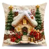 Pinguim Texturizado 3D de Natal Transfronteiriço Cena de Neve Cabana Urso Meia de Natal Fronha com Estampa Digital Personalizável com Seu Próprio Design