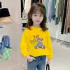 Blusas de Algodão Puro de Manga Longa para Meninas, Camisetas Brancas com Gola Redonda para Primavera e Outono, Novas Blusas de Base da Moda para Bebês e Crianças
