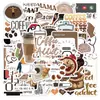 Adesivos da série café para decoração DIY de xícaras de café, capas de celular, planners, skates, novos adesivos PET à prova d'água atacado