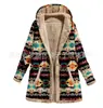Sudadera con capucha estampada de algodón y lino para mujer, estilo europeo y americano, nueva de invierno 2021, chaqueta cálida de felpa en stock