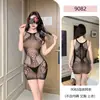 Lencería sexy, body, conjunto de malla sin quitar, deseo puro, sexy y seductor, medias de malla con abertura en la entrepierna, uniforme, conjunto de medias negras de una pieza