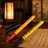 09402 Jin Wannian Pluma Bermellón Pluma Estilográfica Rellenable para Práctica de Caligrafía Estilo Pincel Punta Suave Principiante Letra Regular Grande