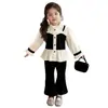 Ropa Infantil Conjunto de Ropa de Primavera para Niñas 2026 Nuevo Estilo para Bebés de 1 a 3 Años Conjunto de Dos Piezas Camisa con Parches y Pantalones Acampanados