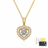 Conjunto de plata de ley S925 con moissanita en forma de corazón en un engaste de corte diamante, collar romántico y de lujo ligero, disponible para venta al por mayor directamente de fábrica