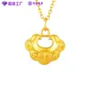 Colar com Pingente de Fechadura de Dumpling 999 Ouro Puro, Pingente de Fechadura de Nuvem Auspiciosa Paz e Fortuna, Presente de Feriado, Presente de Mês Cheio de Bebê