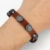 Pulseira de Couro com Rebite de Liga Metálica Desgastada Estilo Retrô Cruzada Pulseira de Couro PU Masculina Pulseira Simples Versátil Estilo Punk Atacado