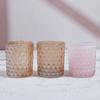 Porta-velas de vidro transparente com padrão em relevo espessado estilo europeu, copo para vela de mesa de jantar, casamento, decoração de Natal