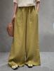 Cz2026 Verão Novo Calça Wide Leg Feminina Estilo Japonês Solta Longa Cintura Alta Retro Estilo Nacional Liquidação