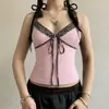 2026 Verano Europeo y Americano Estampado de Leopardo Patchwork Y2K Camisola Sexy Ajustado Moda Top Rosa para Mujeres