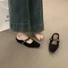 Primer encuentro con los mules de diseño exclusivo de tacón bajo y punta cerrada para mujer, zapatos sin cordones tipo perezoso con punta cuadrada pequeña