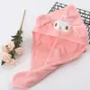 Gorro Secador de Pelo Cuidadosamente Seleccionado, Súper Absorbente, Secado Rápido, Felpa de Coral, Dibujo Animado Bordado My Melody y Cinnamoroll, Etiquetado Transfronterizo y Dropshipping