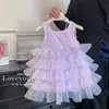 Vestido de Verano para Niña 2026 Nuevo Estilo Vestido de Princesa para Cumpleaños de Niña Vestido Formal Vestido Chaleco Elegante Vestido de Tul con Lentejuelas