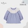 2026 Nueva Transpirable Clase A Cuello de Pétalo para Bebé Estilo Otoño Encaje Amigable con la Piel Adorno Elegante Camisa para Bebé Niña