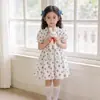 Otoño 2026 Nuevo Estilo Vestidos para Niñas Elegante Vestido Floral con Manga Abullonada Vestido de Pastel Infantil Venta al por Mayor en Stock