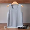 Nueva colección de otoño: chaleco de punto de cachemira para hombre, cuello en U, tejido plano de doce agujas, banda ancha, camiseta interior sin mangas
