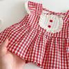 2026 Nuevo Estilo de Verano Conjunto Coreano para Niñas, Nuevo Conjunto de Dos Piezas de Moda con Top de Manga Corta a Cuadros y Shorts para Niños