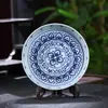 Set de Té Pequeño para Acampar al Aire Libre Un Gaiwan Tres Tazas Set de Té Gongfu Cerámica Azul y Blanca Linglong de Jingdezhen