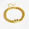 Pulsera de Nariz de Cerdo Estilo Frío Ins Mismo Estilo que Celebridad de Internet Pulsera Personalizada con Doble Letra D de Acero de Titanio Color Dorado Diseño de Nicho