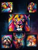 Set de Pintura por Números de Animales Coloridos - León, Ciervo y Amigos, Tonos Audaces y Vívidos, Kit de Pintura en Lienzo DIY para Principiantes