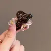 Exclusivo Prendedor de Cabelo Flor Rosa com Toque de Luxo, Presilha Estilo Princesa para Franja, Lateral, Acessório de Cabelo Fashion com Cristal