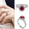 Conjunto de joyería de plata de ley s925, anillo, pendientes, collar, tres piezas, para mujer, joyería de rubí europea y americana, alta calidad, venta al por mayor.