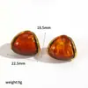 Brincos de Resina Transfronteiriços Europeus e Americanos para Mulheres, Design de Nicho, Brincos Versáteis de Aço Inoxidável Dourado 18K Que Não Desbotam