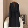 Pequeña cantidad de ropa Nueva colección Otoño-Invierno 2026 para mujer, abrigo largo de lana de cachemira mezclada, hasta la rodilla, de doble cara