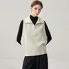 Chaleco de punto de cachemira para otoño e invierno para mujer, de cuello alto, media cremallera, diseño con abertura, cárdigan de punto versátil