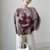 Camiseta Holgada Adelgazante de Manga Larga para Mujer Talla Grande, Elegante y Juvenil para Madres de Mediana Edad y Mayores, Top Fruncido de Moda