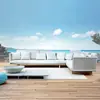 Sofá de Ocio para Exteriores Nórdico Impermeable Protección Solar Silla de Ratán Combinación de Teca y Ratán para Patio de Hotel al Aire Libre Terraza Jardín