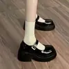 Zapatos JK de cuero versátiles estilo dulce y fresco para mujer 06 otoño nuevos zapatos Mary Jane de tacón grueso estilo universitario para mujeres menudas