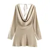 Primavera de 2026 Nova Roupa Feminina Estilo Sexy Decote V Bainha em Linha A Textura de Cetim de Seda Vestido Fluido Saia Curta Cor Lisa