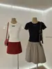 Wgwe2026 Camiseta de Manga Corta con Cuello Redondo Ajustada Versátil Estilo Coreano de Verano Estilo Ins Estampado de Lunares para Mujer W9955