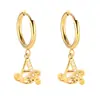 Pendientes de Acero Inoxidable Chapado en Oro 18K con 26 Letras, Pendientes de Zirconia con Forma de Ola de Lujo, Pendientes Elegantes